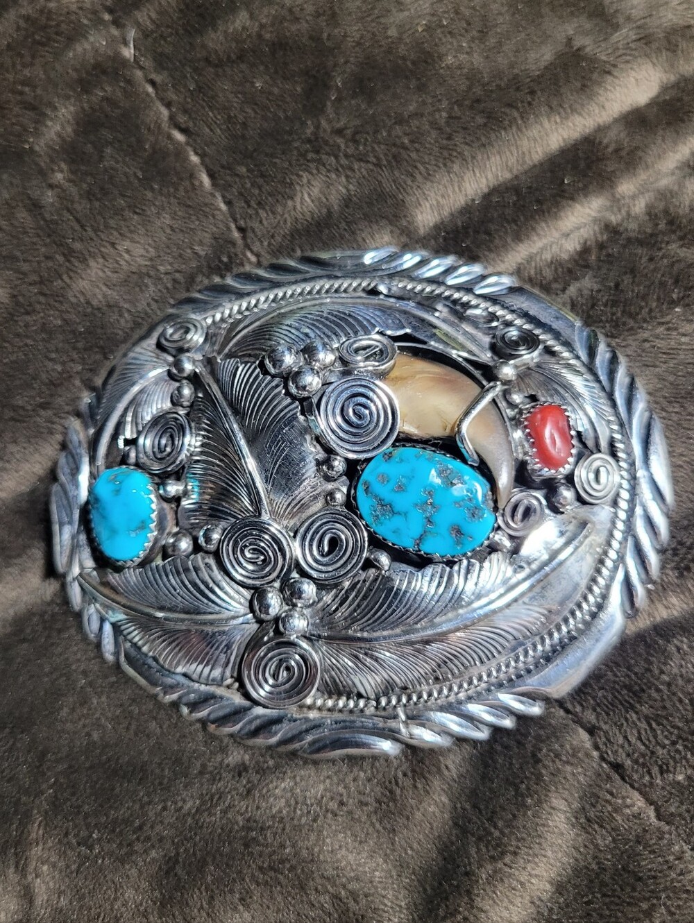 Vintage Native American Navajo sterling silver belt buckle